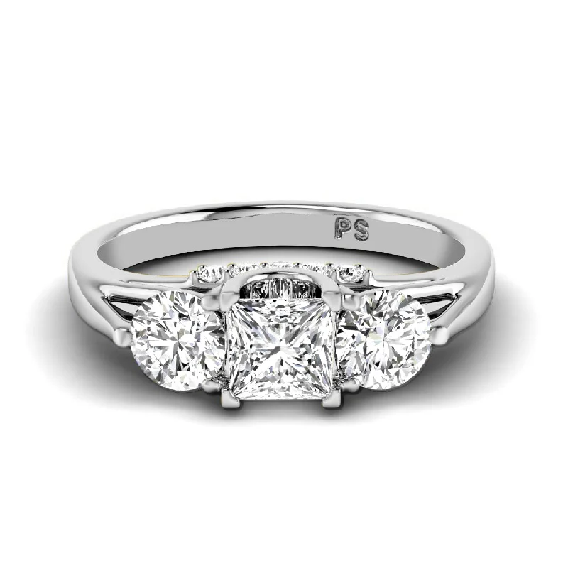 0.90-2.05 CT Round & Princess Cut Diamonds - Engagement Ring