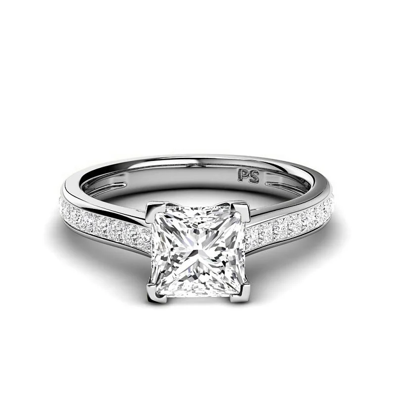 1.00-3.50 CT Princess Cut Lab Grown Diamonds - Engagement Ring