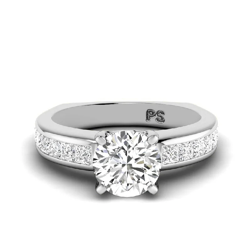 1.05-2.20 CT Princess & Round Cut Diamonds - Engagement Ring