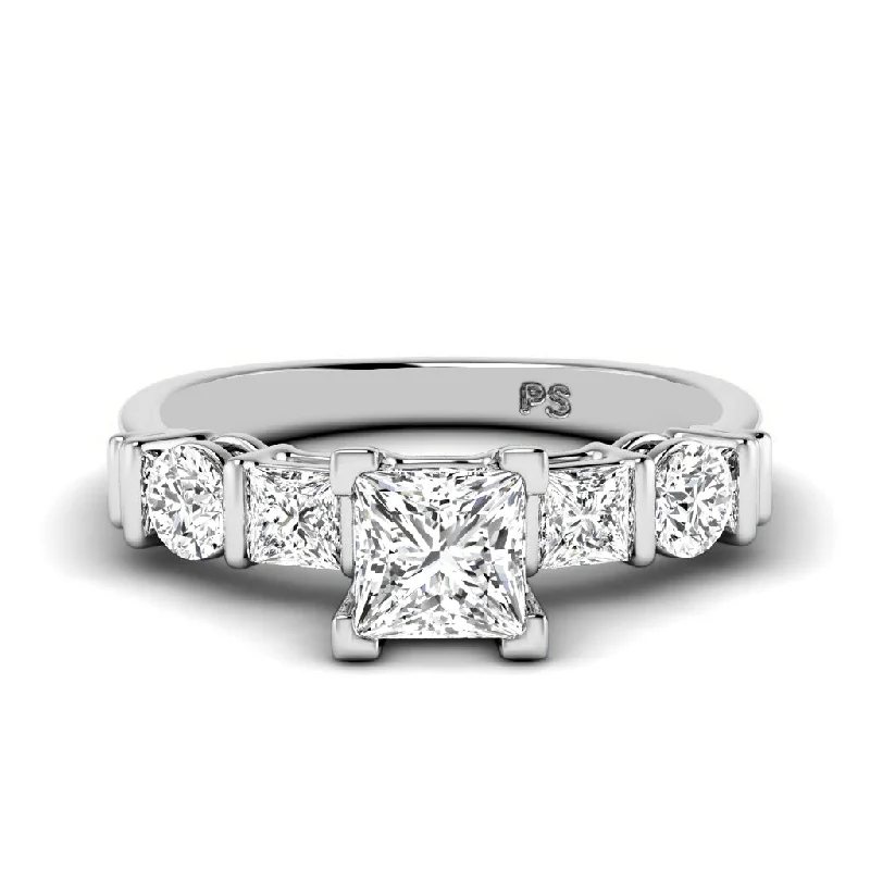 1.05-2.20 CT Round & Princess Cut Diamonds - Engagement Ring