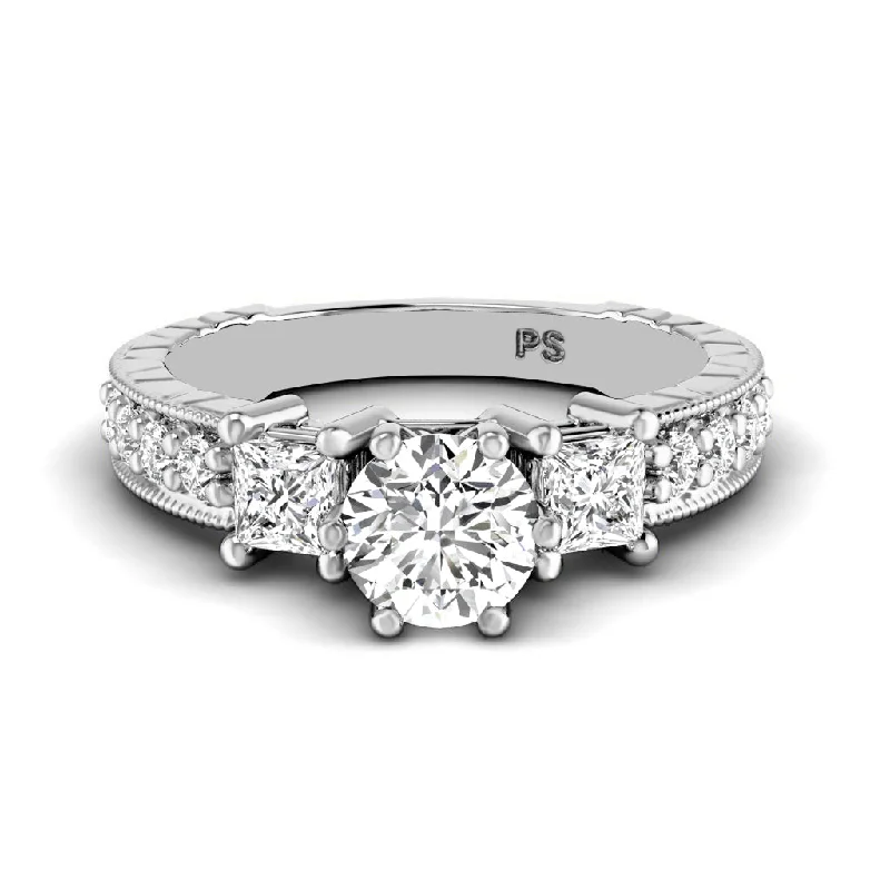 1.05-2.20 CT Round & Princess Cut Diamonds - Engagement Ring