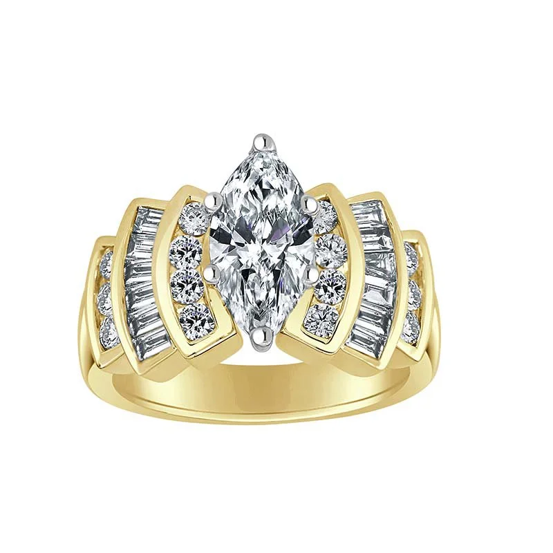 1-1/2ctw Certified Marquise Lab Grown Diamond Engagement Ring