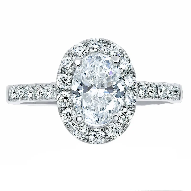 1-1/2cw Certified Lab Grown Diamond Halo Engagement Ring