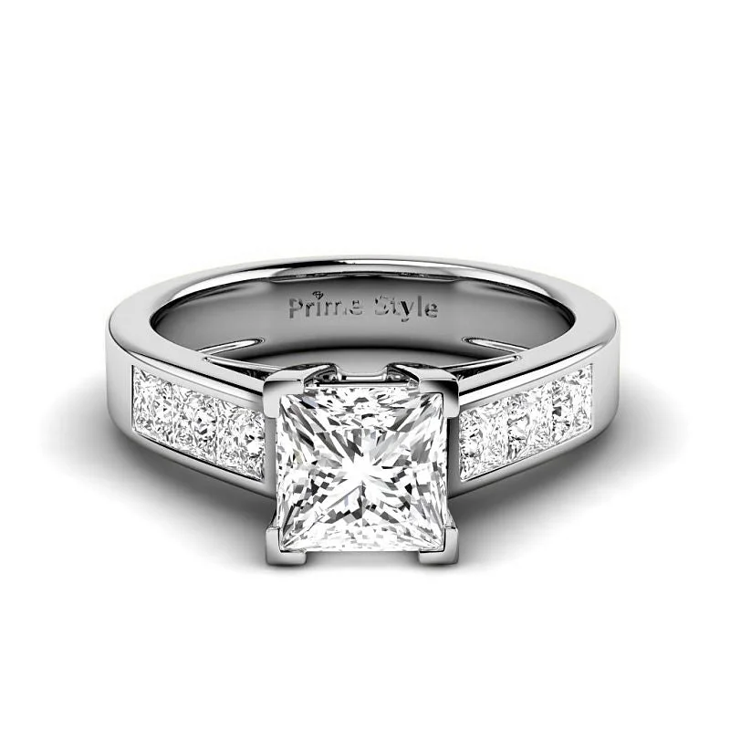 1.30-3.80 CT Princess Cut Lab Grown Diamonds - Engagement Ring