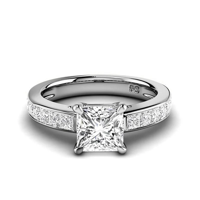 1.30-3.80 CT Princess Cut Lab Grown Diamonds - Engagement Ring