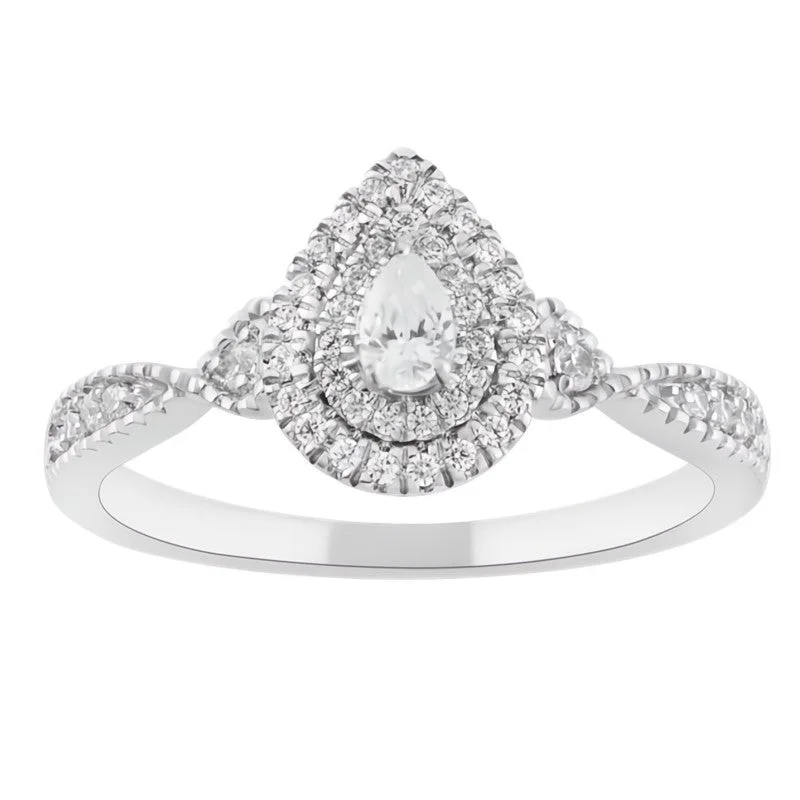 1/3ctw Diamond Pear Halo Engagement Ring