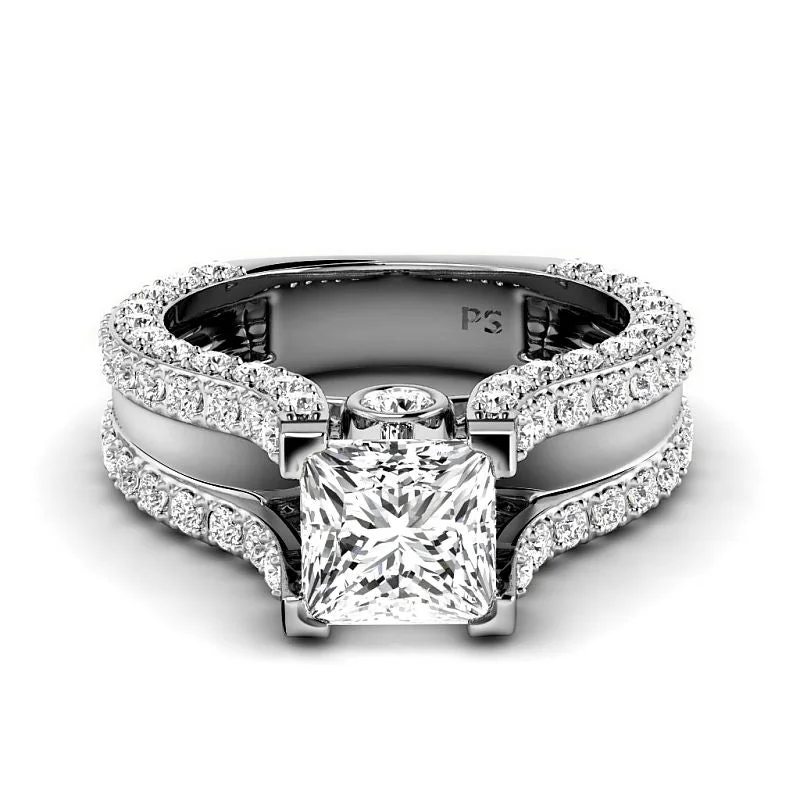 1.55-4.05 CT Round & Princess Cut Lab Grown Diamonds - Engagement Ring