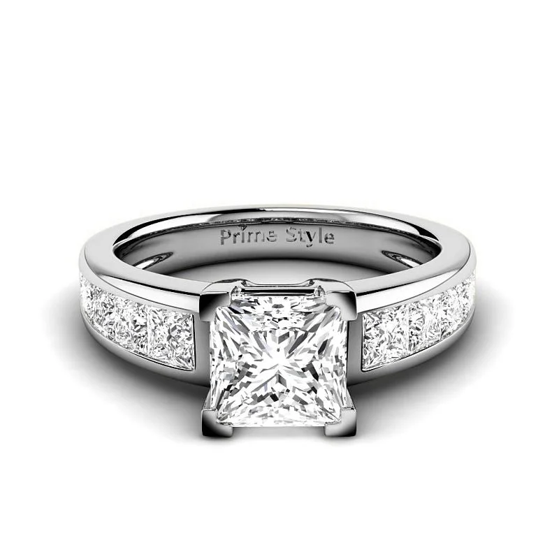 1.60-4.10 CT Princess Cut Lab Grown Diamonds - Engagement Ring