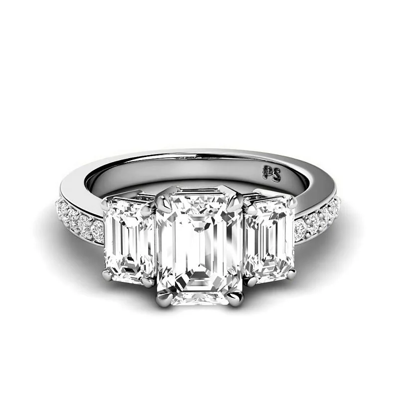 1.65-4.15 CT Round & Emerald Cut Lab Grown Diamonds - Engagement Ring