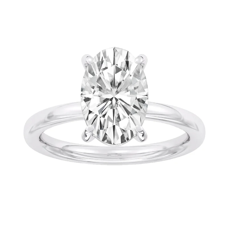 100 Facet 3ct Lab Grown Diamond Solitaire Engagement Ring