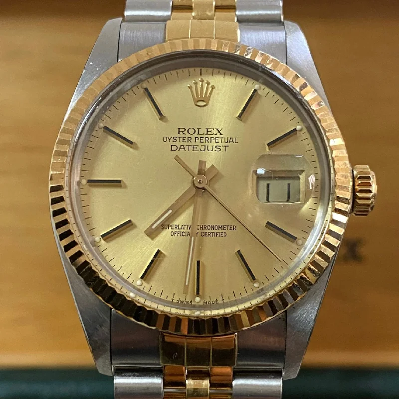 Rolex Datejust Champagne Diamond Dial 36mm Watch 16233