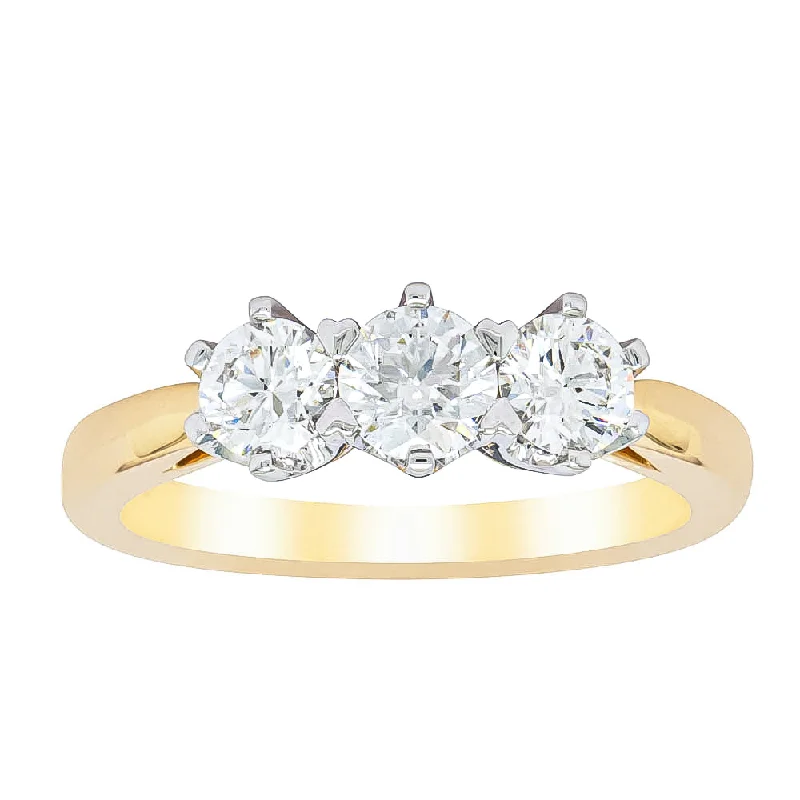 18ct Yellow Gold 1.01ct Diamond Trilogy Ring