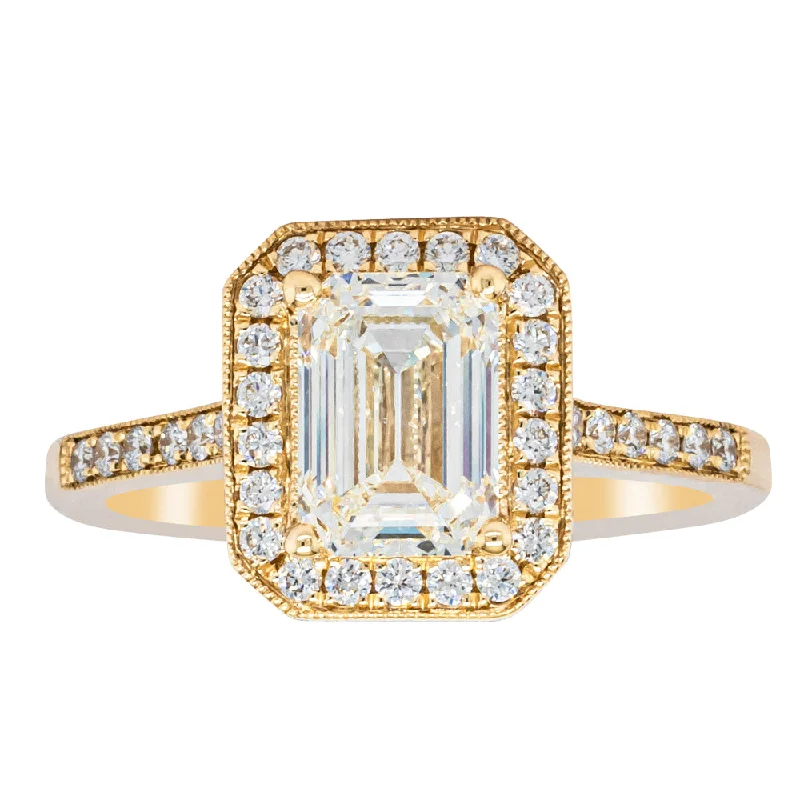 18ct Yellow Gold 1.51ct Emerald Cut Diamond Aria Ring