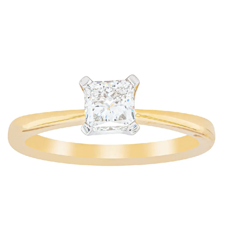 18ct Yellow Gold .70ct Princess Cut Diamond Royale Ring