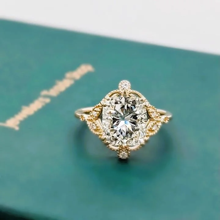 2 Carat Cushion Cut Vintage Engagement Ring