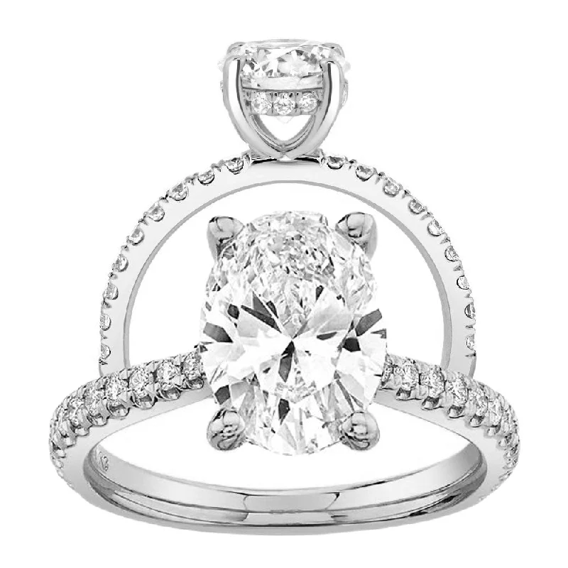 3-3/8ctw Certified Lab Grown Diamond Hidden Halo Engagement Ring