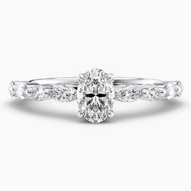 1.50 Carat Oval Cut Shared Prong Natural Diamond Engagement Ring GIA Certified