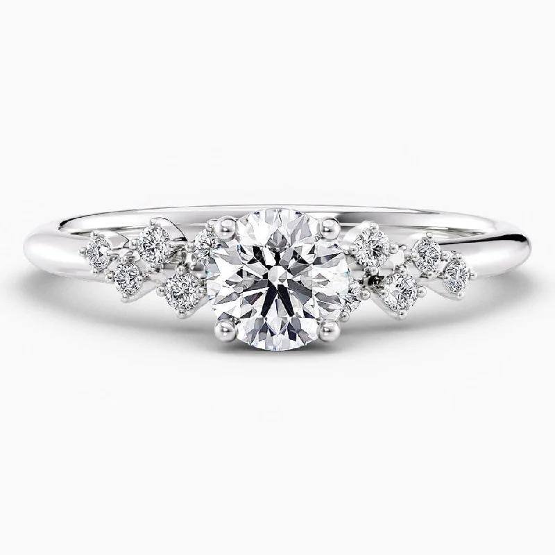 1.25 Carat Round Cut Snowdrift Natural Diamond Engagement Ring GIA Certified