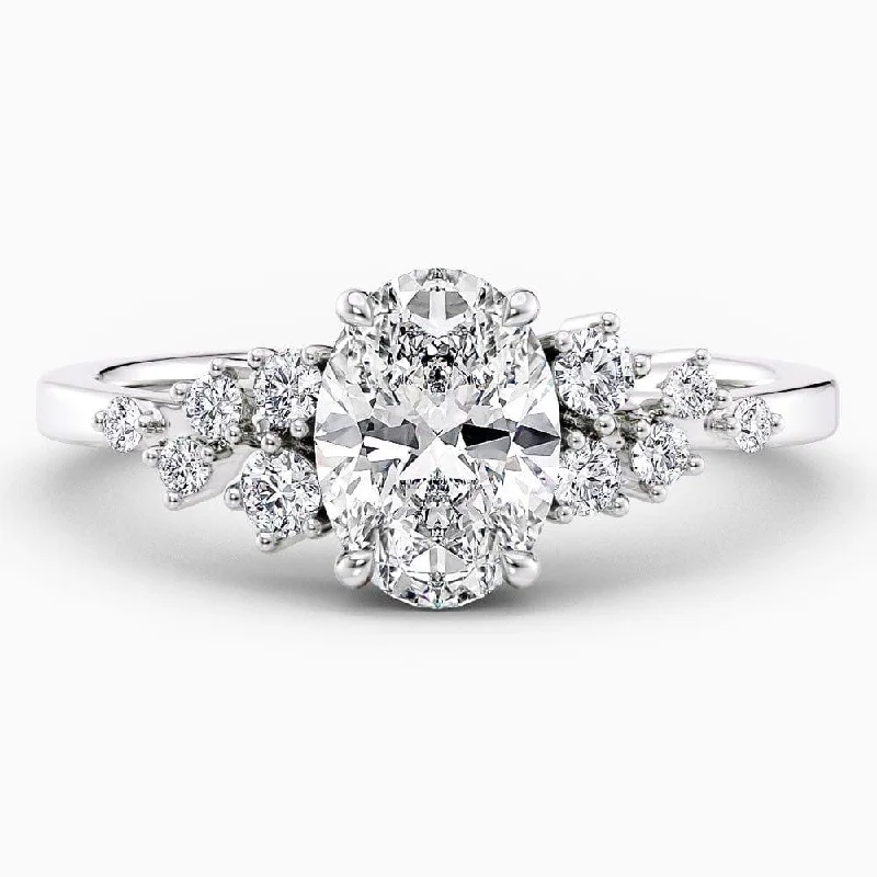 1.20 Carat Oval Cut Snowdrift Natural Diamond Engagement Ring GIA Certified