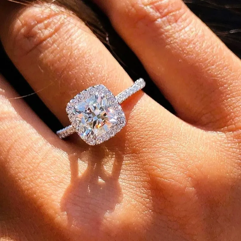 Cushion Cut Diamond Halo Ring Dallas