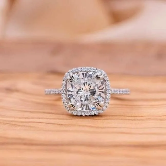 Cushion Cut Diamond Halo Ring