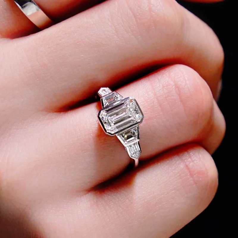 Emerald Cut Engagement Ring Art Deco Style