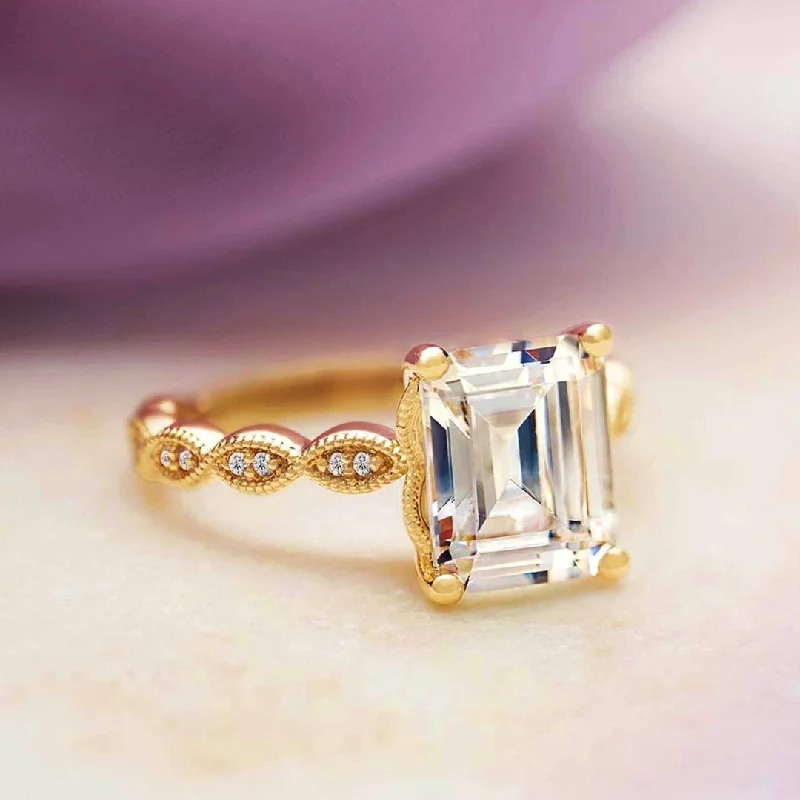 Emerald Cut Vintage Yellow Gold Ring