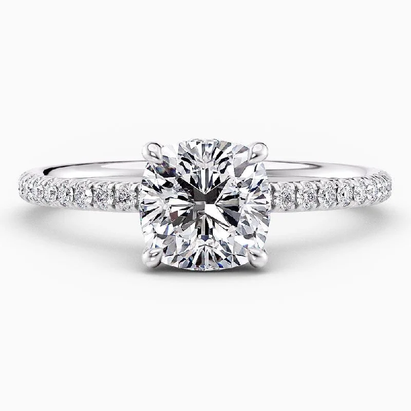 1.90 Carat Cushion Cut Hidden Halo Natural Diamond Engagement Ring GIA Certified