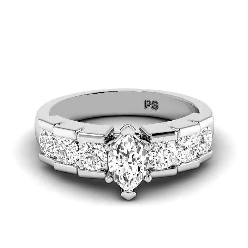 1.35-3.85 CT Round & Marquise Cut Lab Grown Diamonds - Engagement Ring