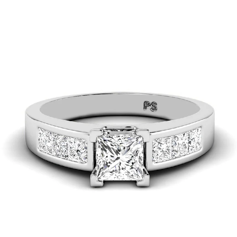 1.30-3.80 CT Princess Cut Lab Grown Diamonds - Engagement Ring