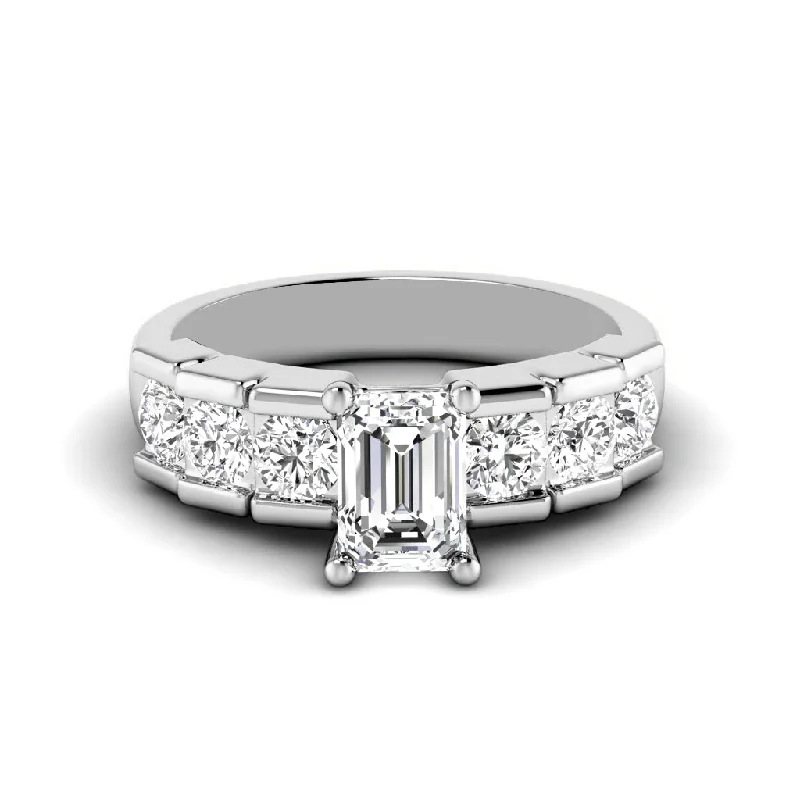 1.35-3.85 CT Round & Emerald Cut Lab Grown Diamonds - Engagement Ring