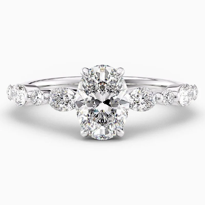 1.50 Carat Oval Cut Shared Prong Natural Diamond Engagement Ring GIA Certified