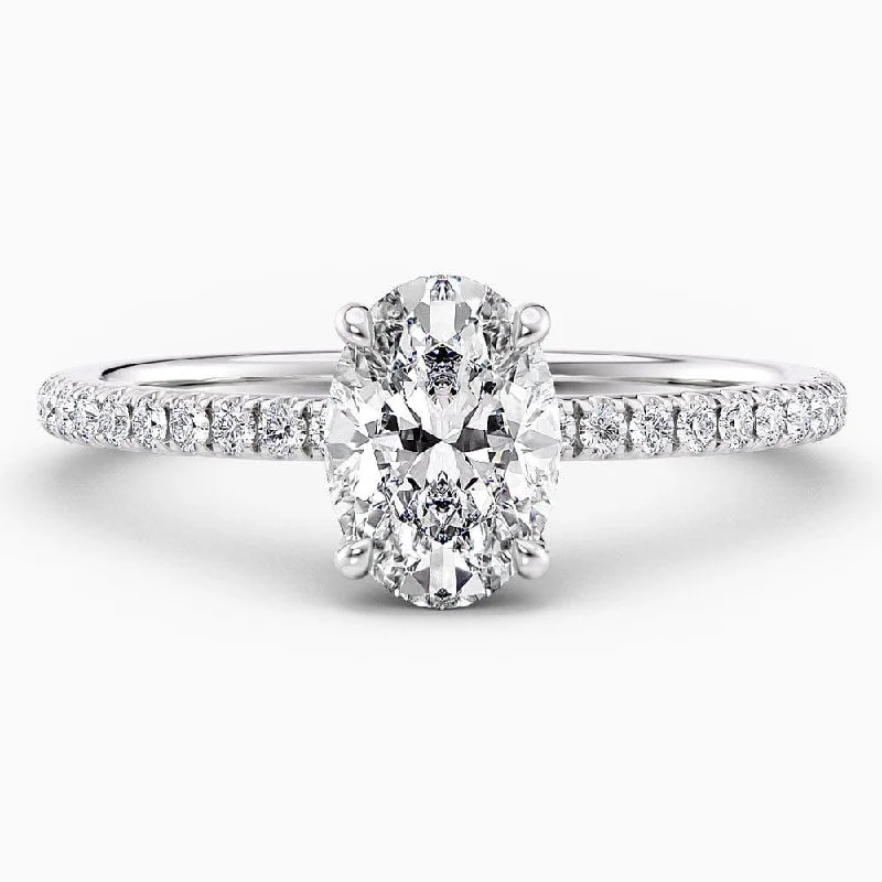 1.30 Carat Oval Cut Hidden Halo Natural Diamond Engagement Ring GIA Certified