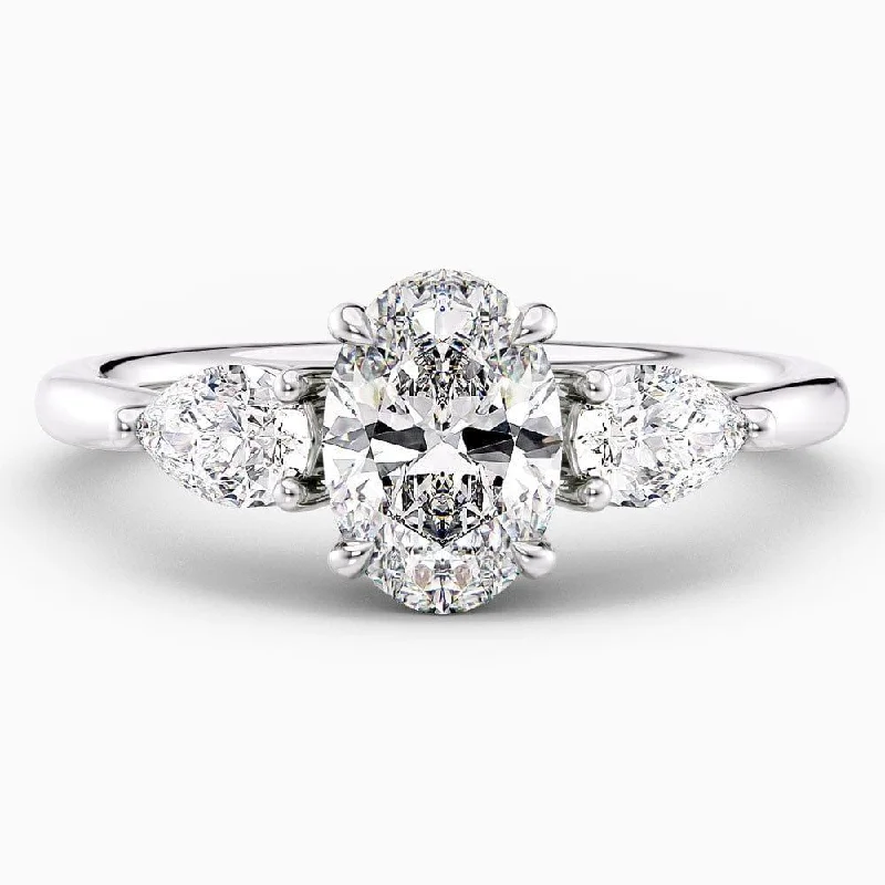 1.50 Carat Oval Cut Three Stone Natural Diamond Engagement Ring GIA Certified