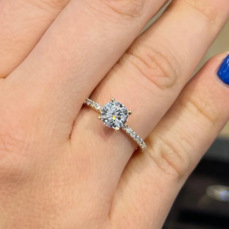 1.40 Carat Round Shape Hidden Halo Moissanite Engagement Ring