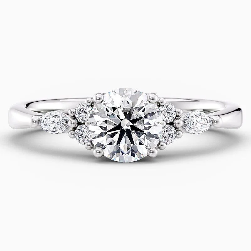 1.30 Carat Round Shape Cluster Moissanite Engagement Ring