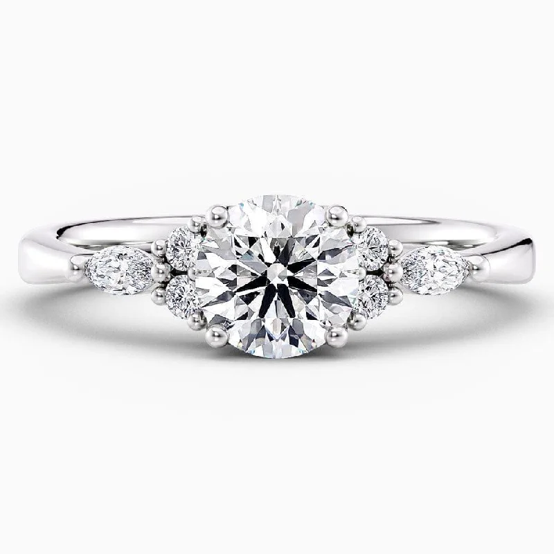 1.30 Carat Round Cut Cluster Natural Diamond Engagement Ring GIA Certified