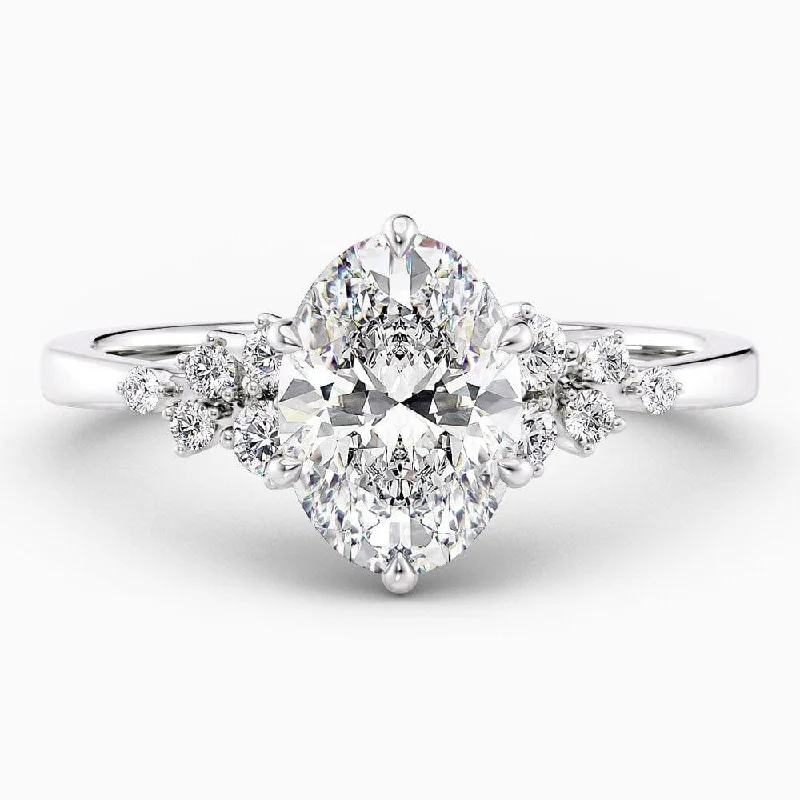 1.70 Carat Oval Cut Snowdrift Natural Diamond Engagement Ring GIA Certified