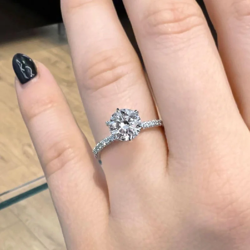 1.50 Carat Round Shape SIx Prong Moissanite Engagement Ring