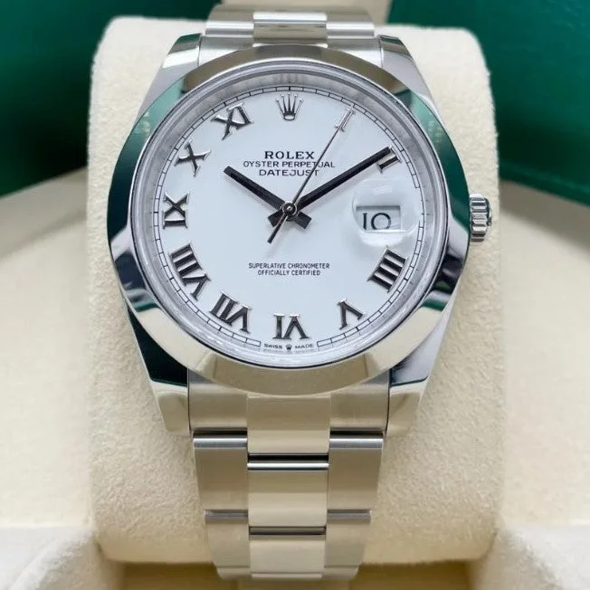 Rolex Date-Just 41mm White Roman Dial 126300