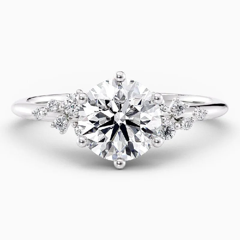 2.10 Carat Round Shape Snowdrift Moissanite Engagement Ring