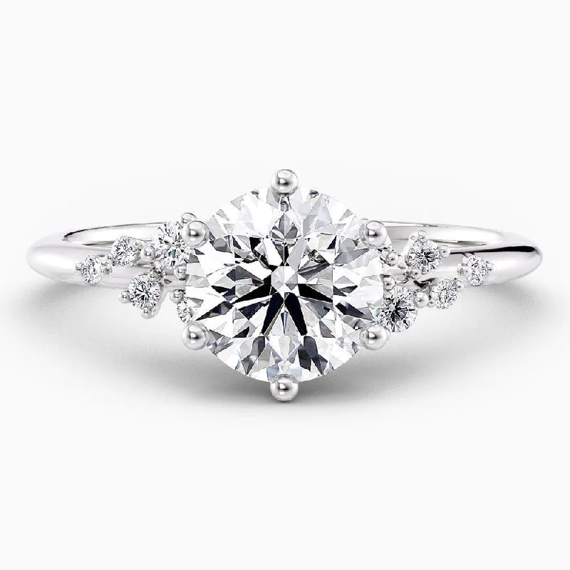 2.20 Carat Round Cut Snowdrift Natural Diamond Engagement Ring GIA Certified