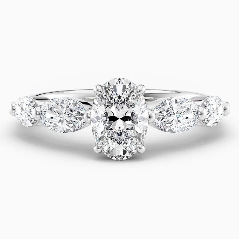 2 Carat Oval Cut Shared Prong Natural Diamond Engagement Ring GIA Certified