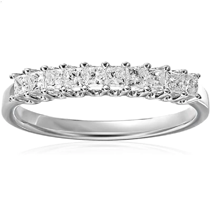 1/2CT Princess Cut Diamond U-Prong Wedding Ring 10k White Gold