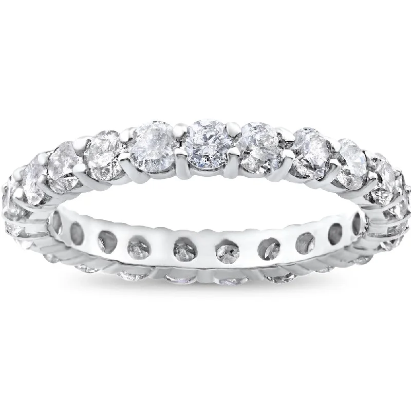 14k White Gold 2ct TDW Prong Diamond Eternity Stackable Wedding Ring