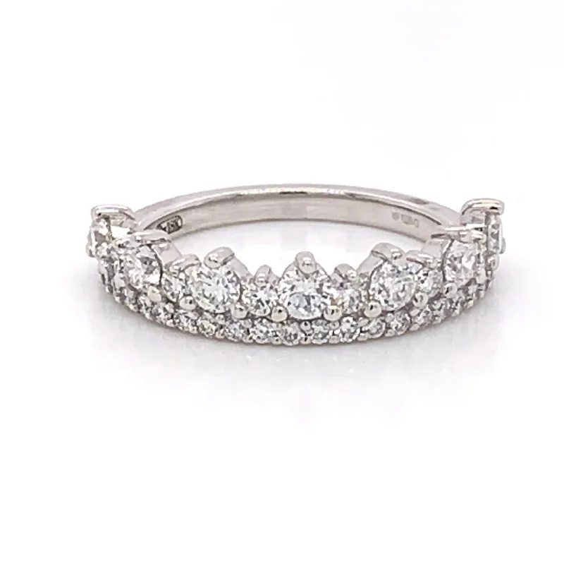 Platinum Gold Crown Earth Grown Diamond Band