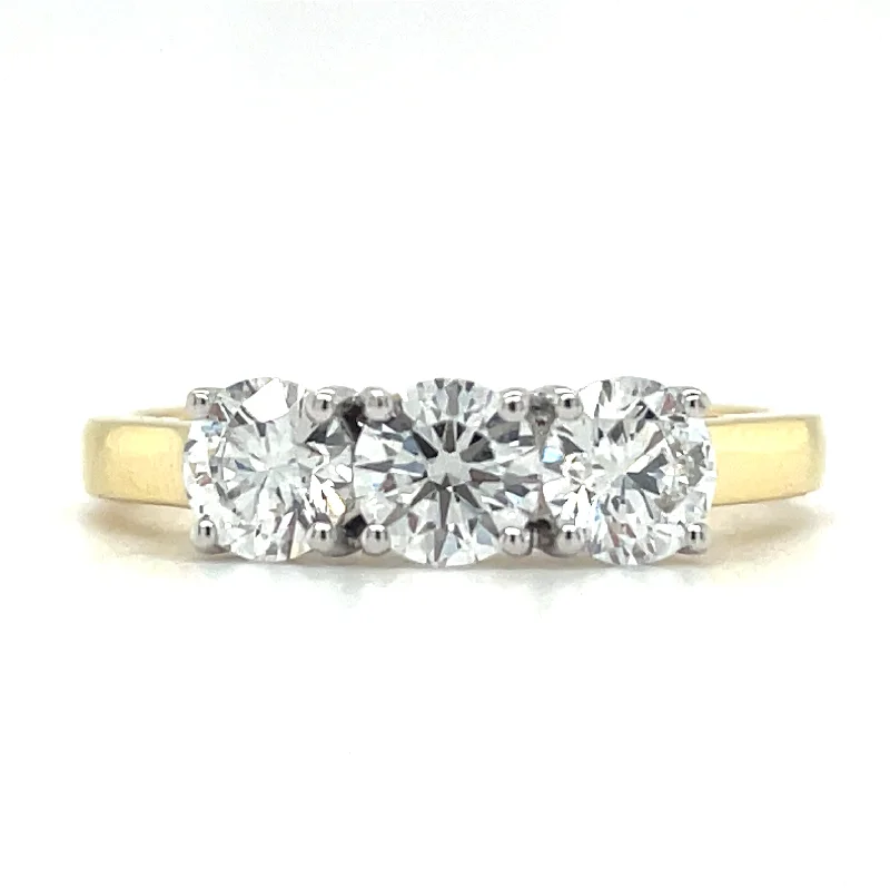 18ct Yellow Gold 0.80ct Laboratory Grown Three Stone Diamond Ring