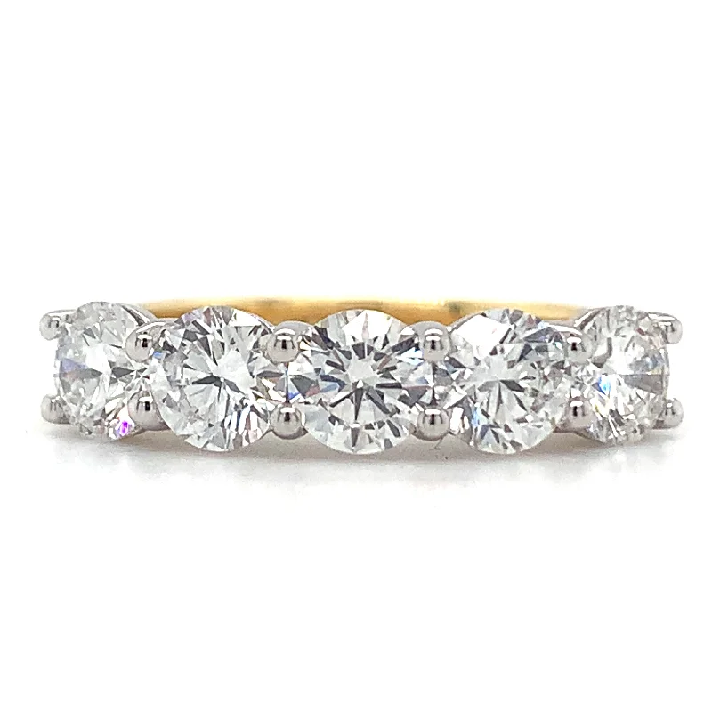 18ct Yellow Gold 1.65ct Laboratory Grown Five Stone Diamond Eternity Ring