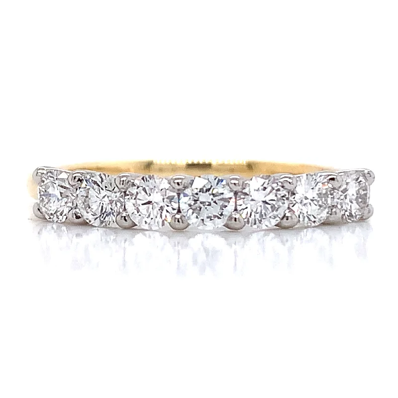 18ct Yellow Gold .73ct Laboratory Grown Diamond 7 Stone Eternity Ring