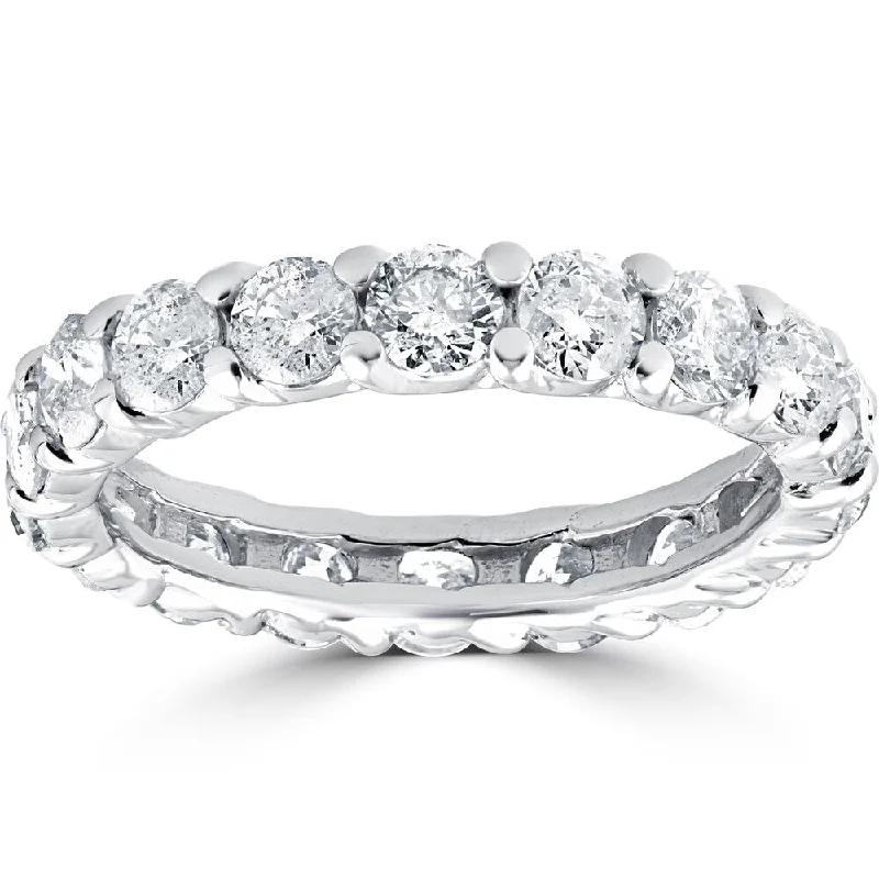 3CT 14k White Gold Diamond Eternity Wedding Ring Lab Grown Eco Friendly